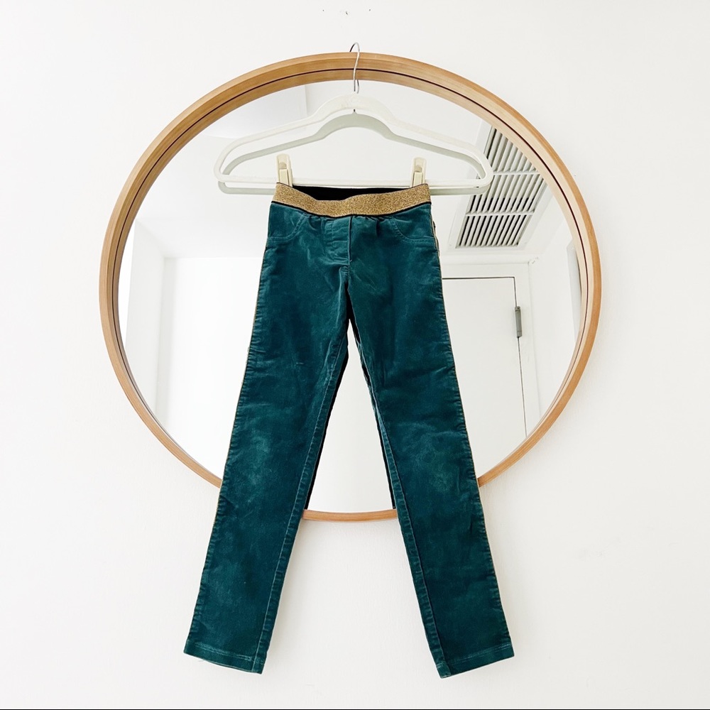 Little Marc Jacobs Corduroy Skinny Pants Metallic Detail Dark Green Size…